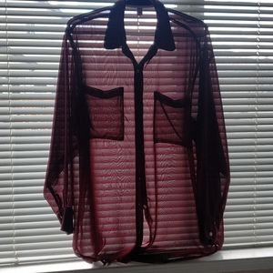 American apparel sheer chiffon blouse one size